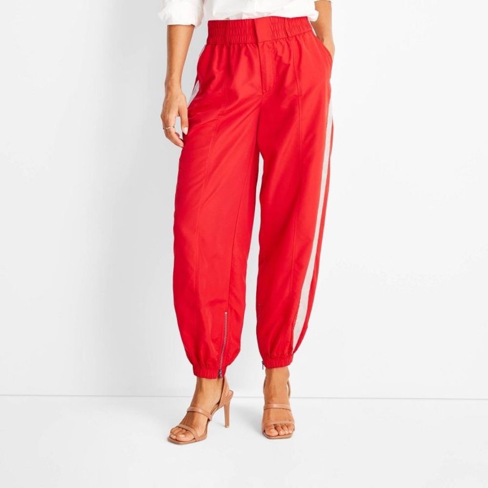Target x Kahlana Barfield Brown Red High-Rise Nylon Track Pants